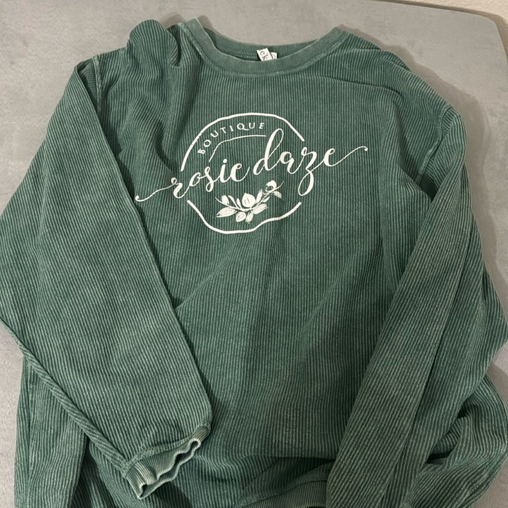 Ribbed Green Rasie Daze Crewneck